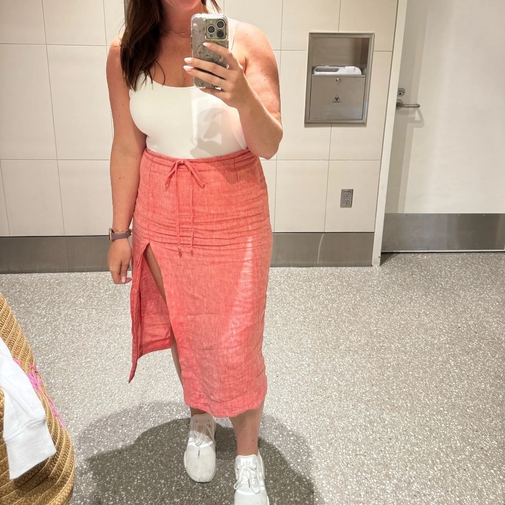 Matthew Bruch Drawstring Midi Skirt Size M - image 5